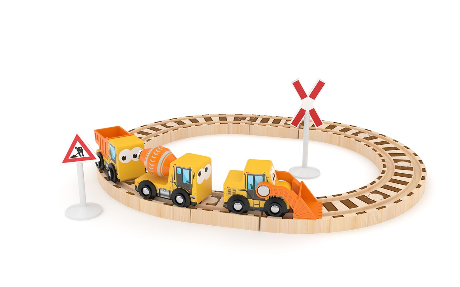 J'adore Construction Train and Rail Wooden Toy Playset
