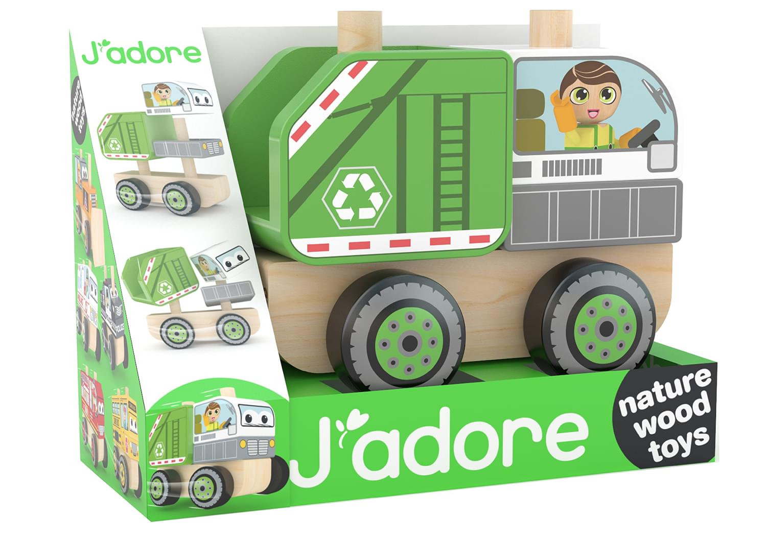 J’adore Garbage Truck Wooden Stacking Toy