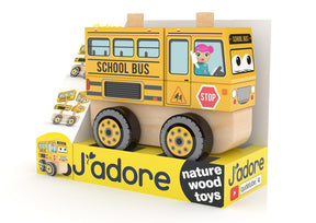 J’adore School Bus Wooden Stacking Toy