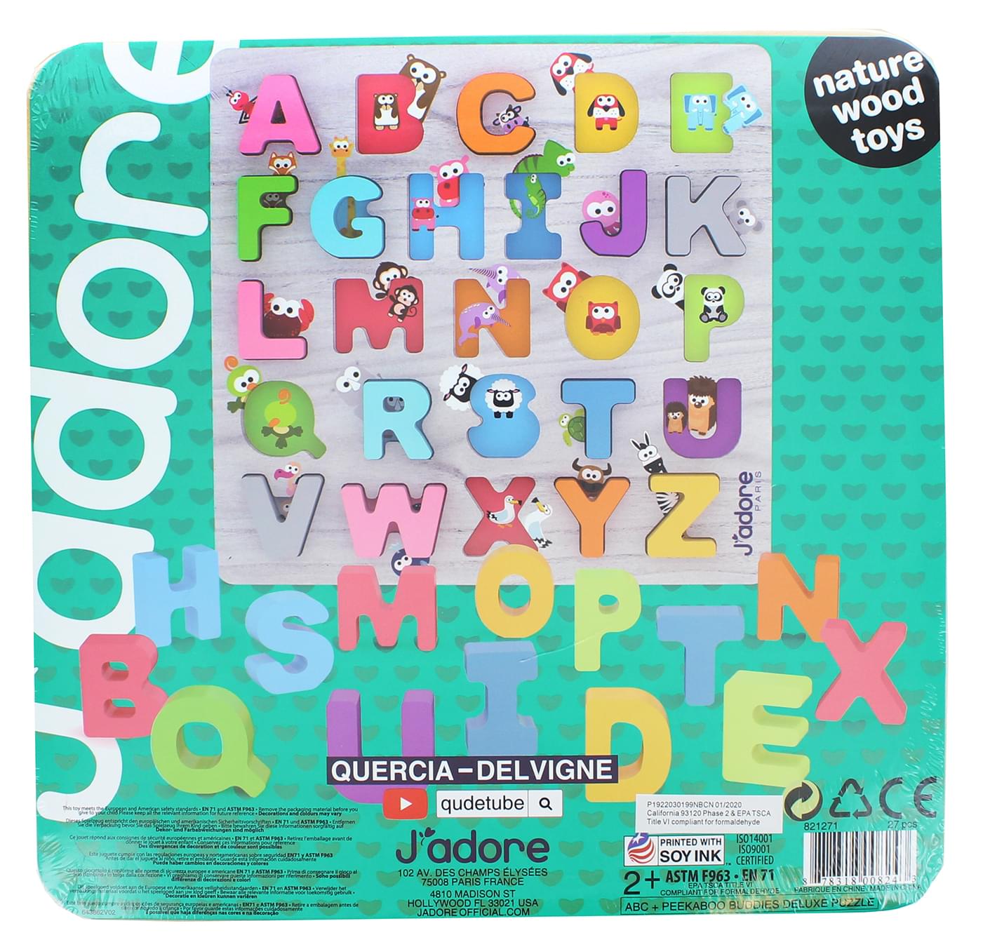 J'adore ABC + Peekaboo Buddies Deluxe Wooden Puzzle