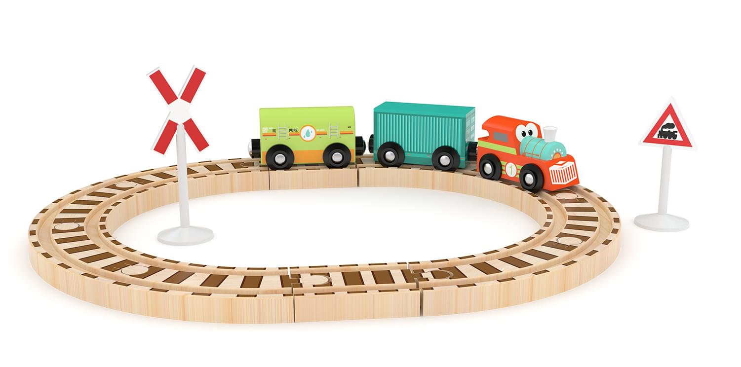 J'adore Loco Train and Rail Wooden Toy Playset