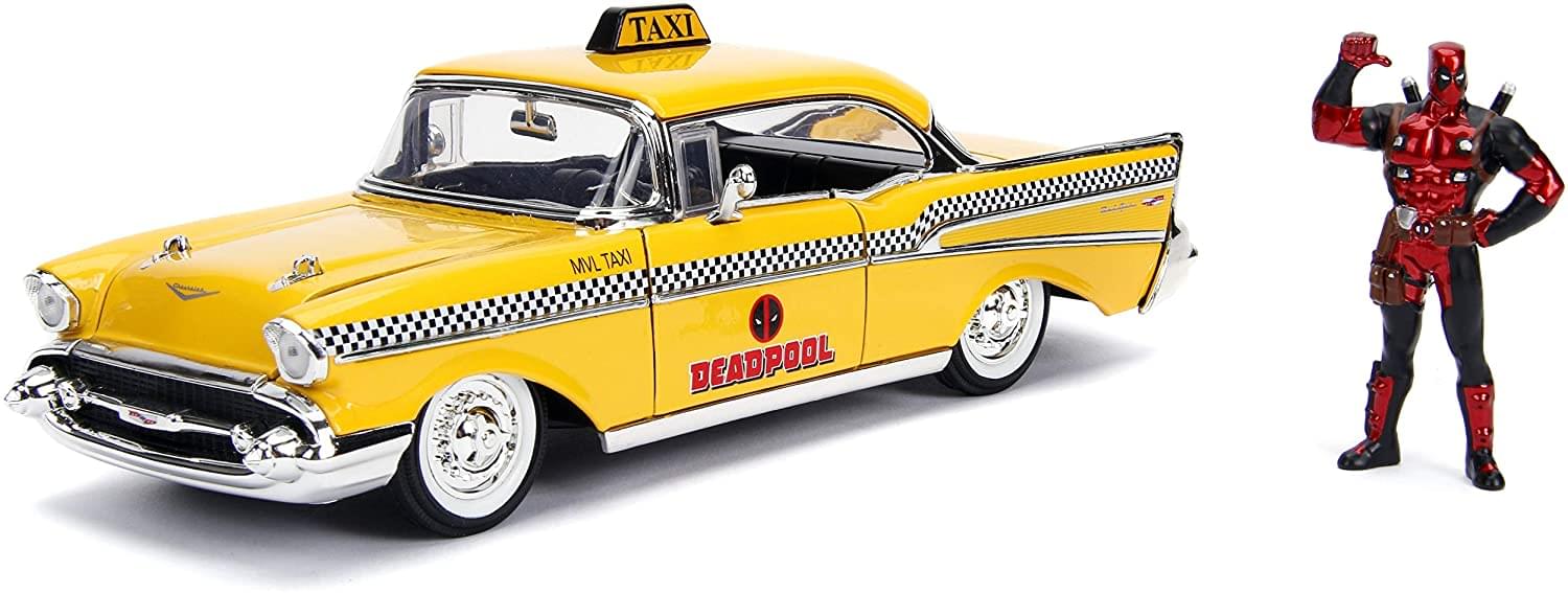 Marvel Deadpool & 1957 Chevy Bel Air Taxi 1:24 Die Cast Vehicle with Figure