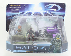 Halo 4 Diecast 4 Inch Ghost w/ Elite Zealot & Imperial Grunt | Damaged Box