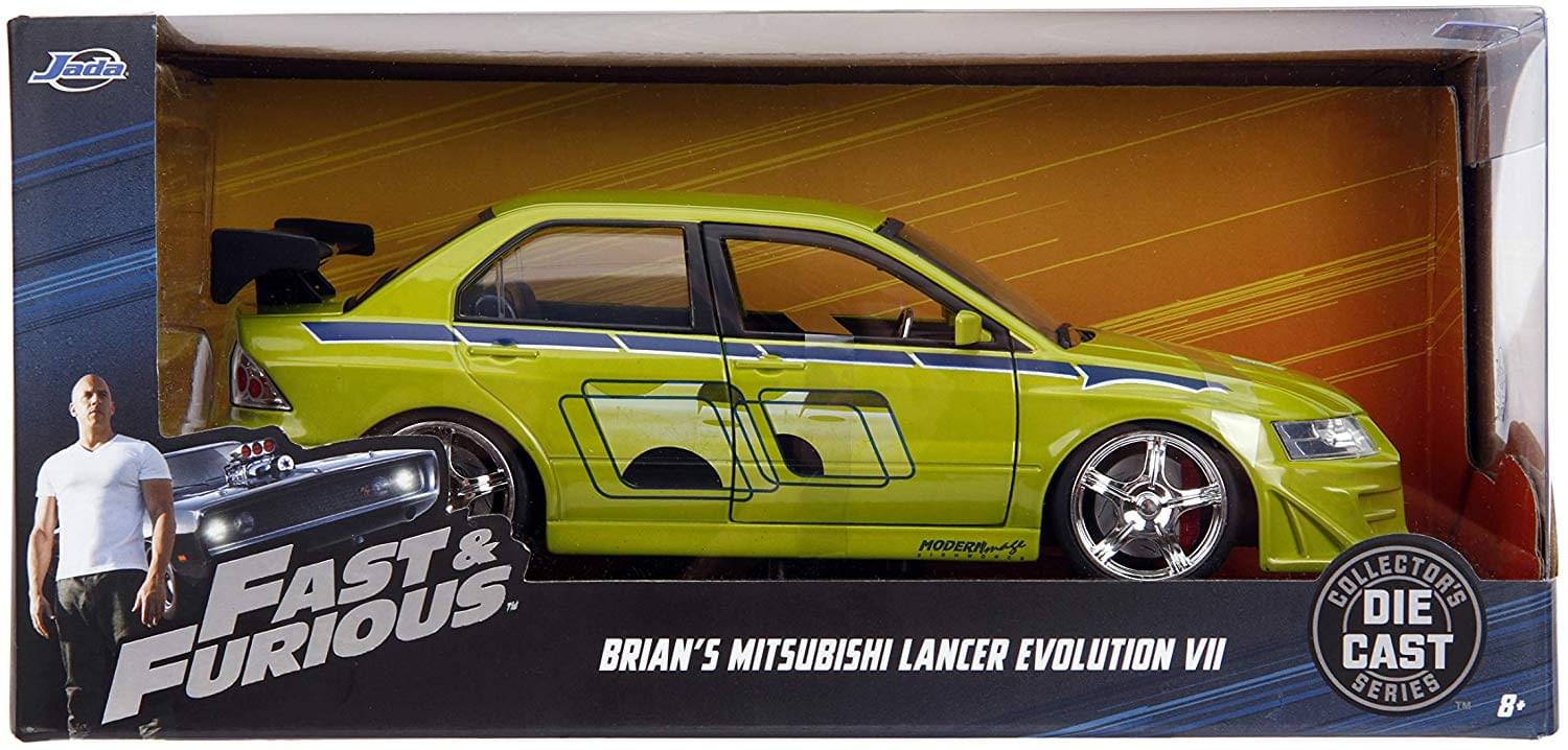 Jada Toys Fast & Furious 1:24 Brian & # 39; s Mitsubishi Lancer Evolution  VII Die-cast Car, Toys for Kids and Adults, Lime Green 99788