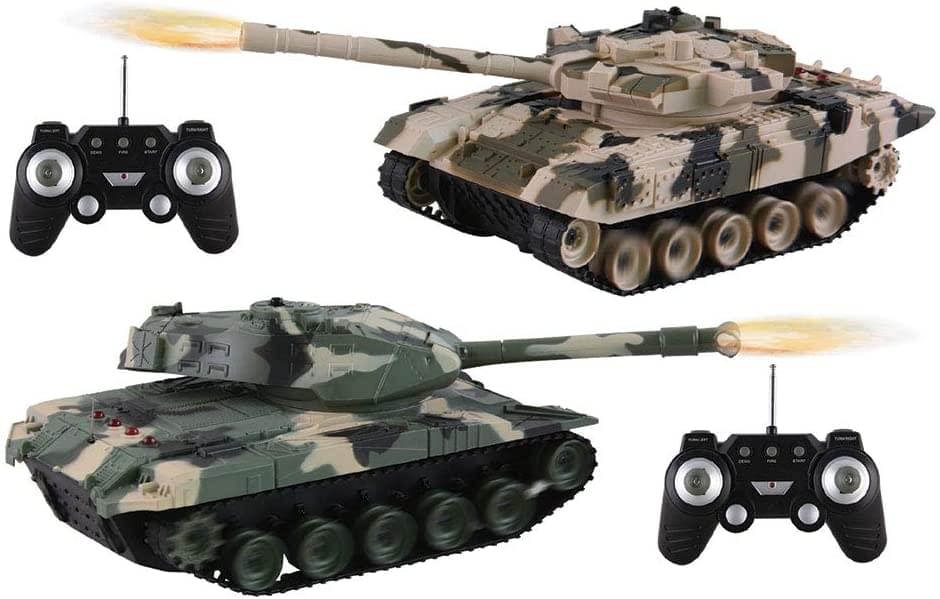 R/C Radio-Controlled Electronic Light & Sound Battle Tanks 2-Pack