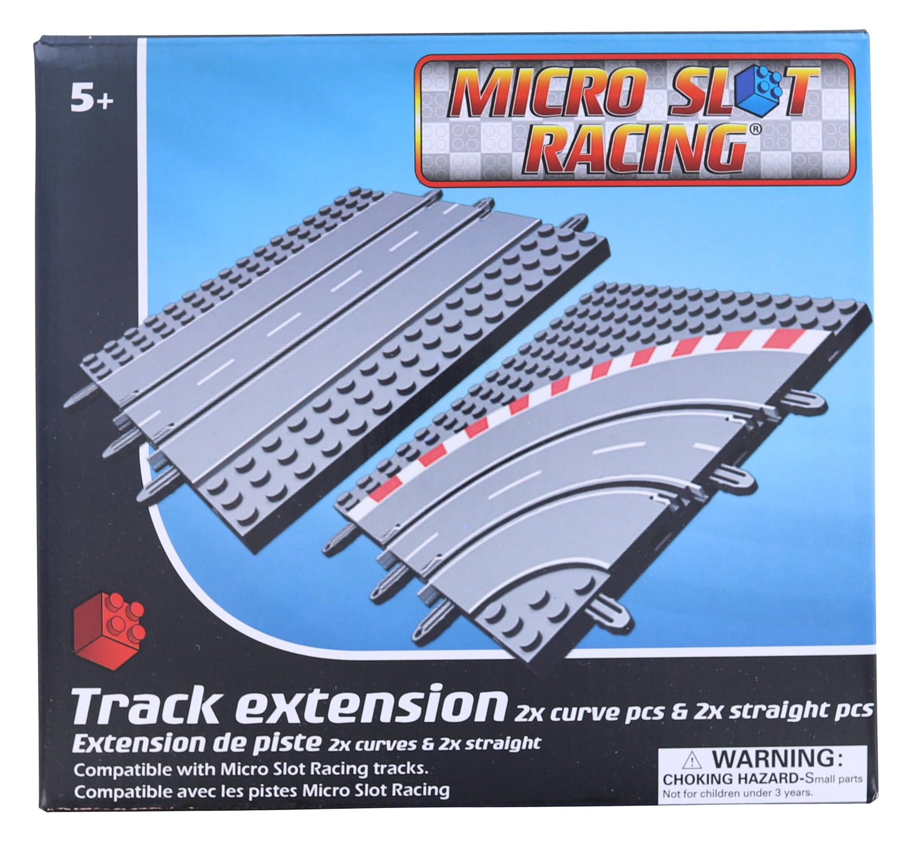 Micro Slot Racing 4-Piece Track Extension | 2 Curve | 2 Straight
