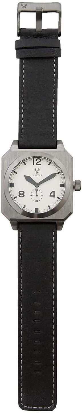 JUPITYR Men's Ganymede Leather Wrist Watch | Gunmetal Silver Analog Dial