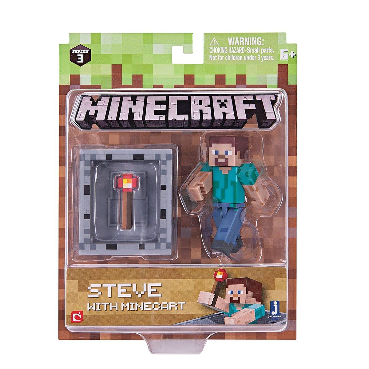 Minecraft 3" Action Figure: Steve with Minecart Pack