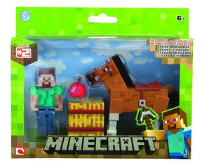 Minecraft 3" Action Figure 2-Pack Steve with Brown Horse