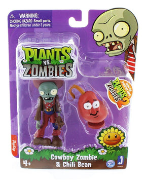 Plants Vs Zombies 3" Figure 2-Pack: Cowboy Zombie & Chili Bean