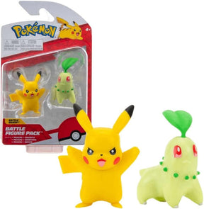 Pokemon 2 Inch Battle Figure 2 Pack | Chikorita & Pikachu