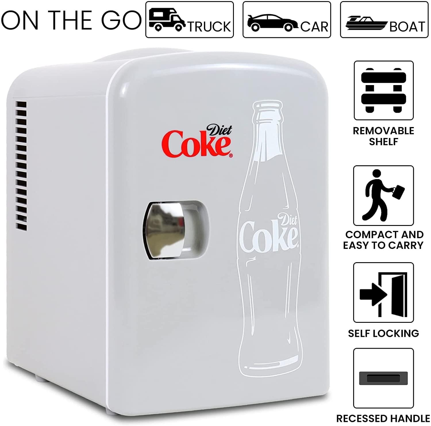 Diet Coke 4L Compact Personal Travel Fridge | Warmer/Cooler