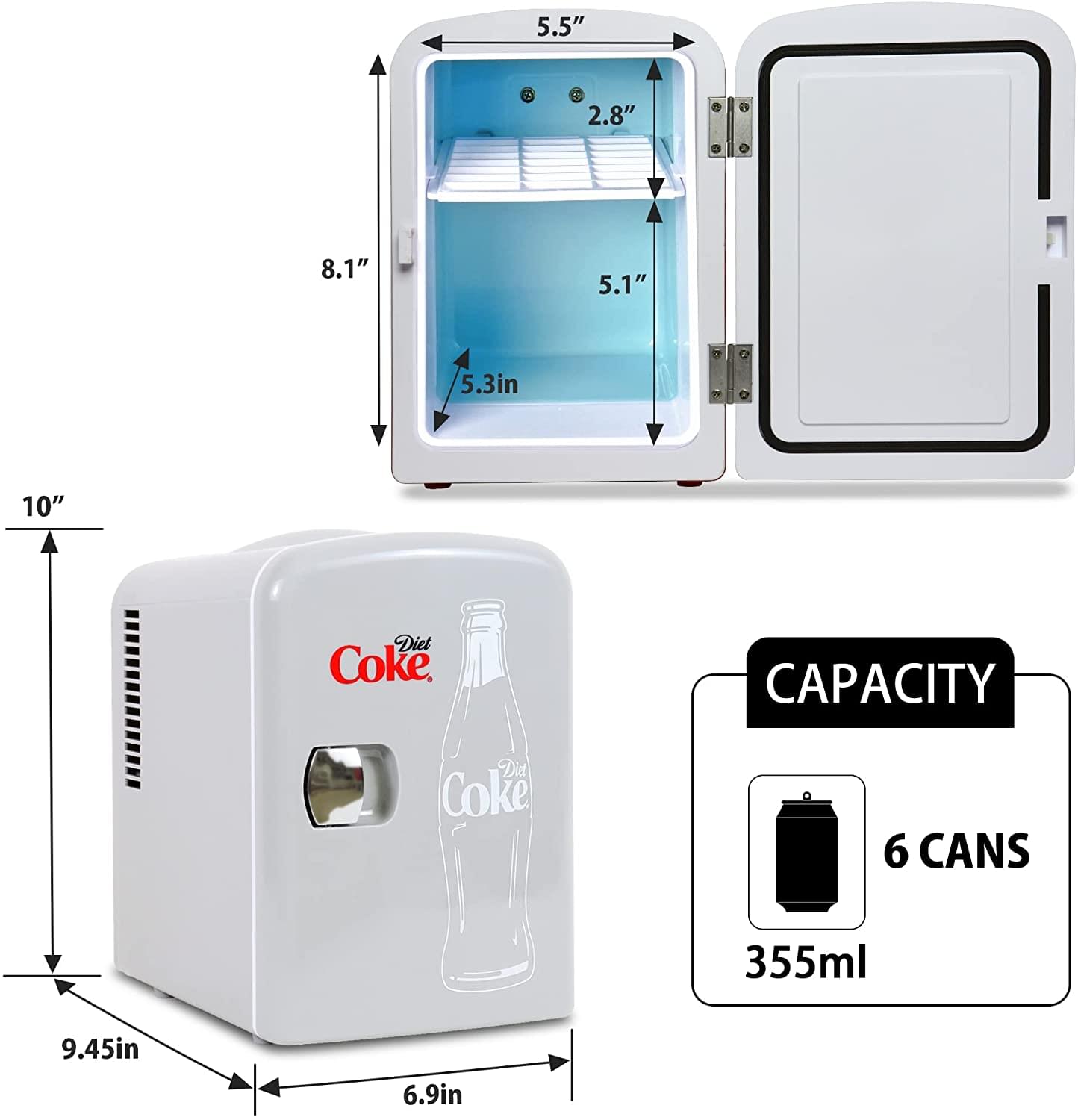 Diet Coke 4L Compact Personal Travel Fridge | Warmer/Cooler