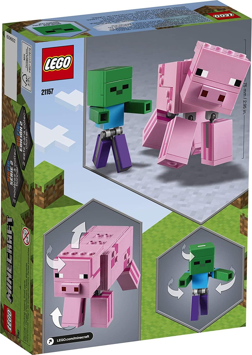LEGO Minecraft Pig BigFig & Baby Zombie 21157 | 159 Piece Building Figure Set