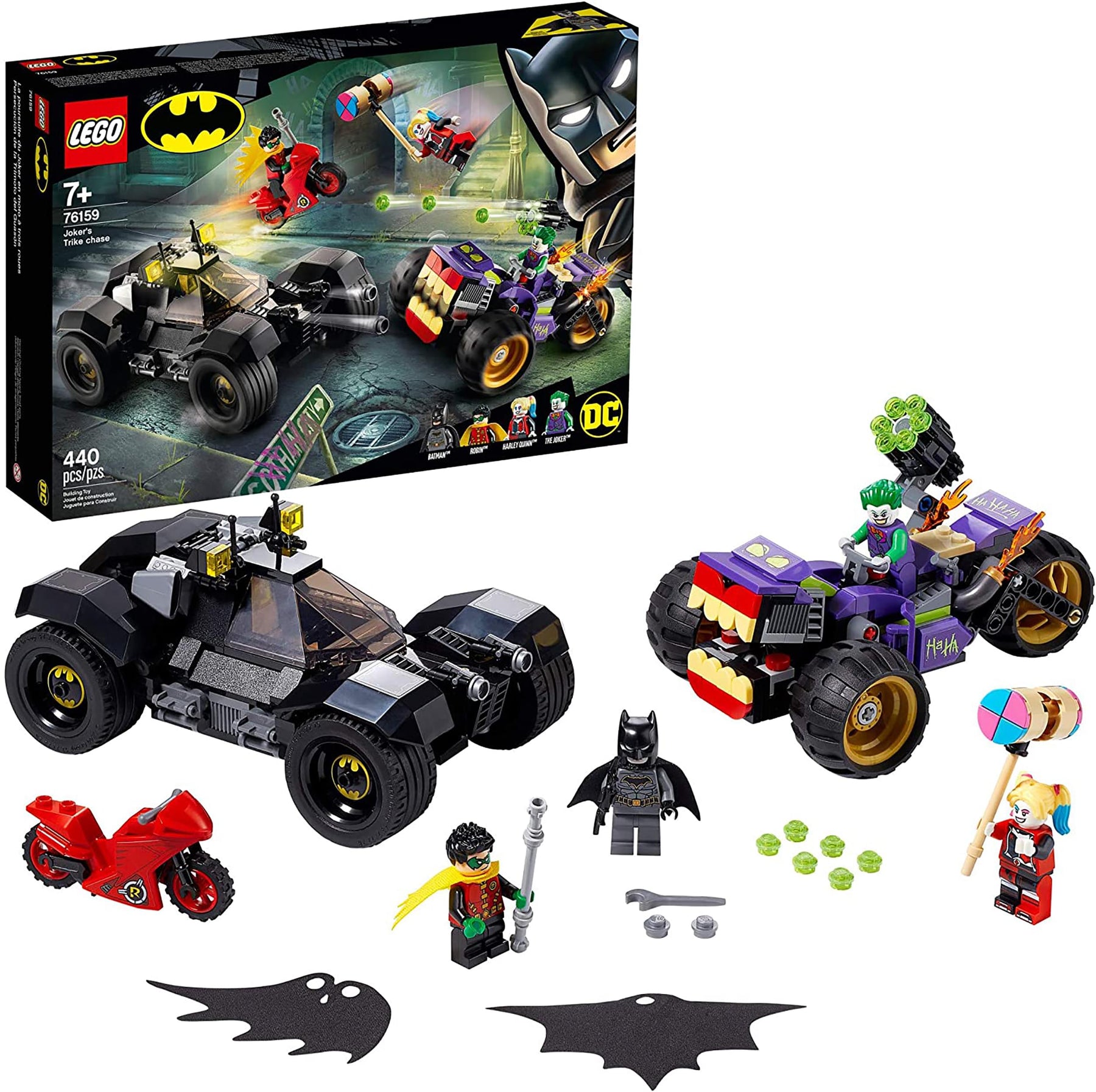 LEGO DC Super Heroes 76159 Jokers Trike Chase 440 Piece Building Kit