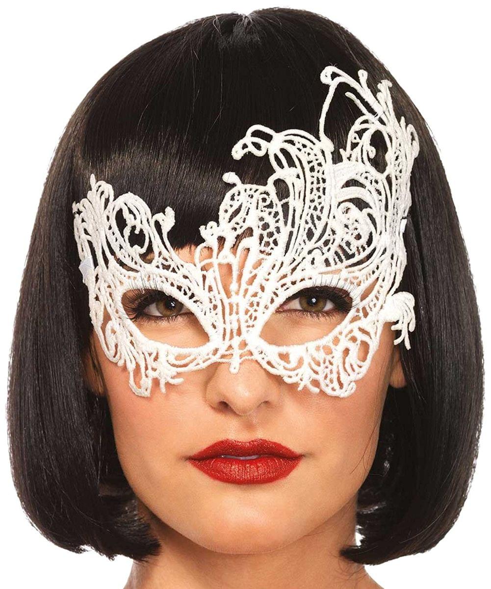 Venetian Masquerade Women's Costume Mask, White