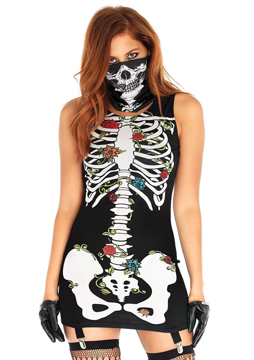 Skeleton Garter Dress w/ Flo Adult Costume
