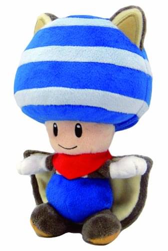 Super Mario Bros Flying Squirrel Blue Toad 8" Plush Doll