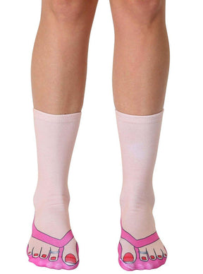 Flip Flops (Pale) Photo Print Crew Socks