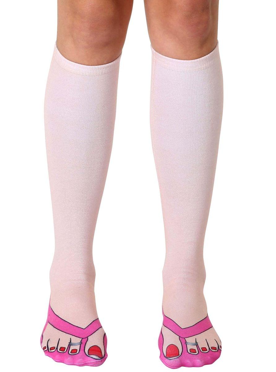 Flip Flops (Pale) Photo Print Knee High Socks