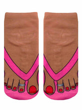 Flip Flops (Tan) Photo Print Ankle Socks