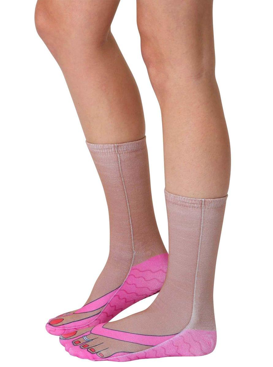 Flip Flops (Tan) Photo Print Crew Socks