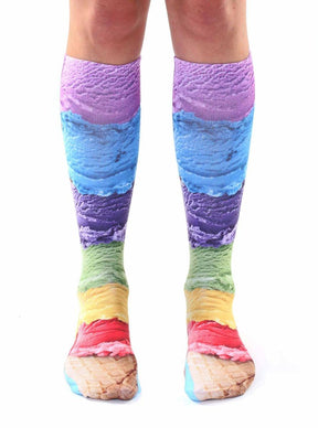 Ice Cream Photo Print Knee High Socks