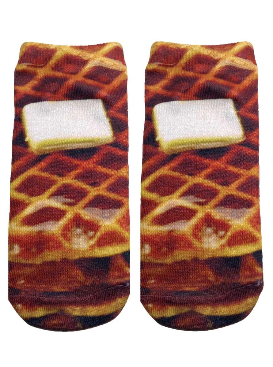 Waffle Photo Print Ankle Socks