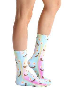 Living Royal Photo Print Crew Socks: Breakfast Smiley