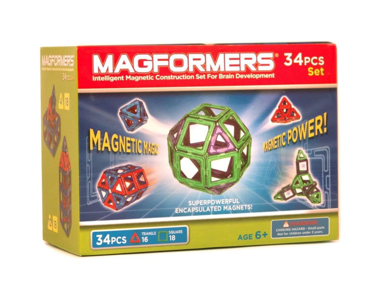 Magformers Neon Color Magnetic Construction Set 34-Piece (Green/Purple)