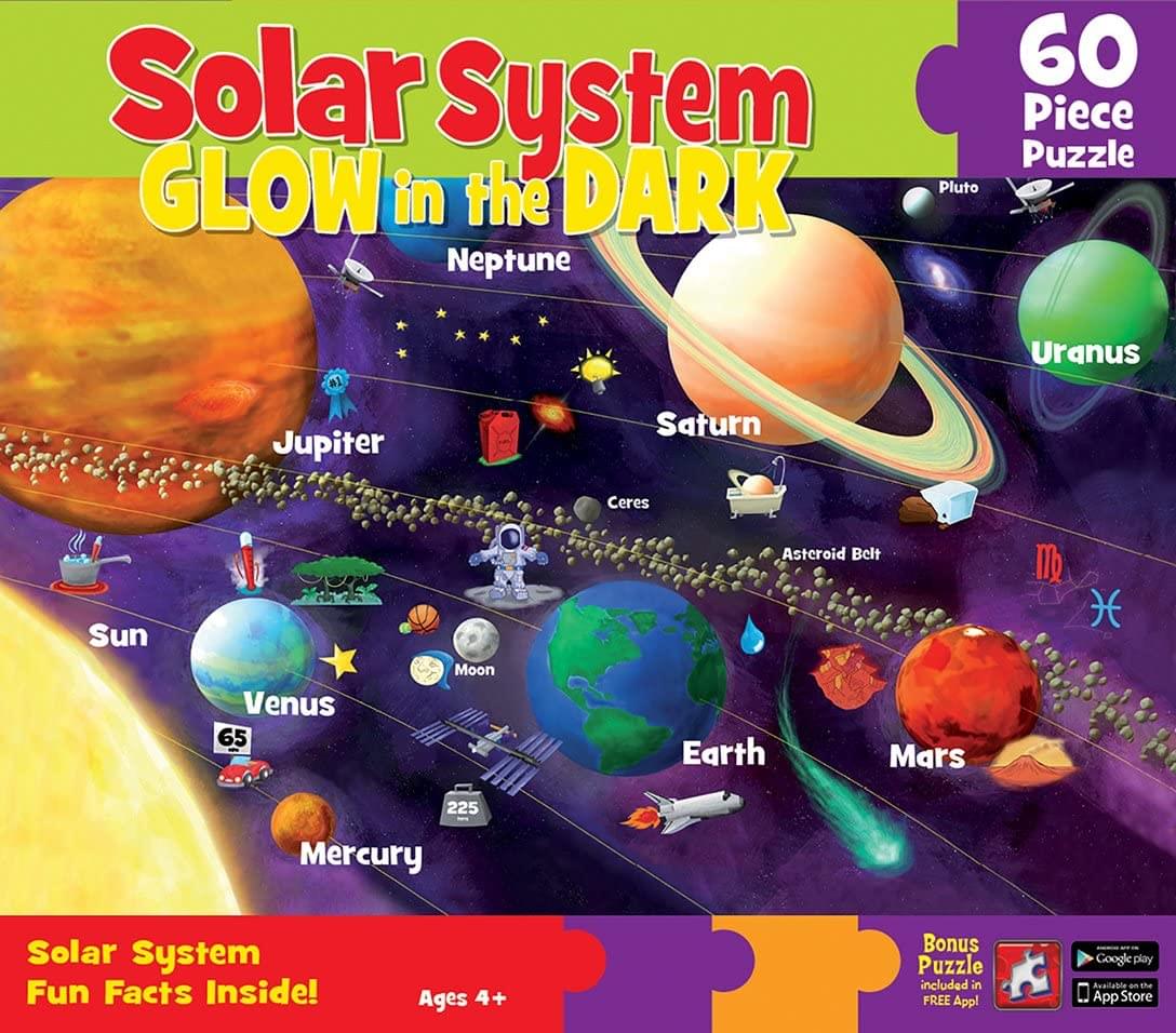 Explorer Kids Solar System 60 Piece Glow In The Dark Jigsaw Puzzle