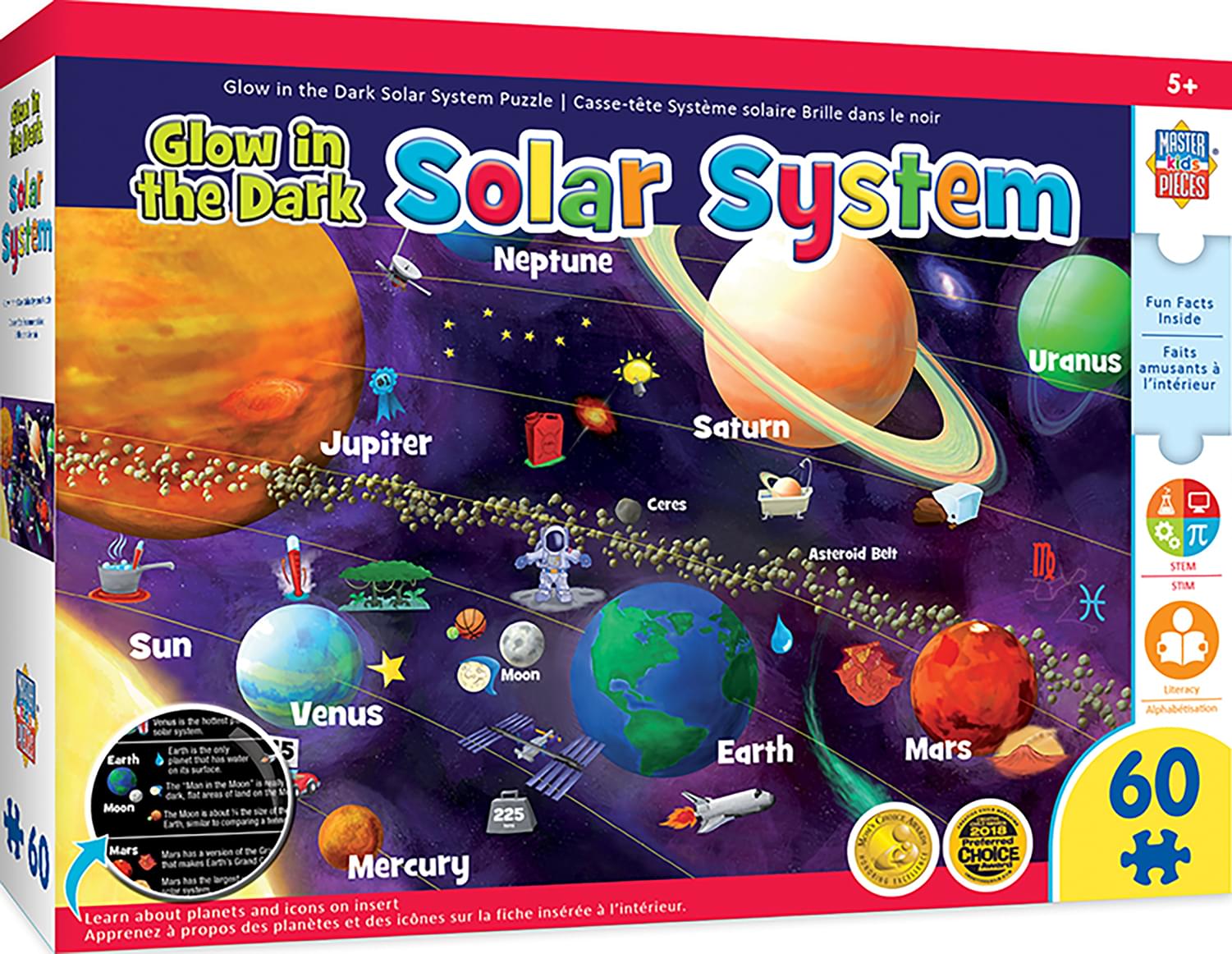 Educational Solar System 60 Piece Glow In The Dark Jigsaw Puzzle