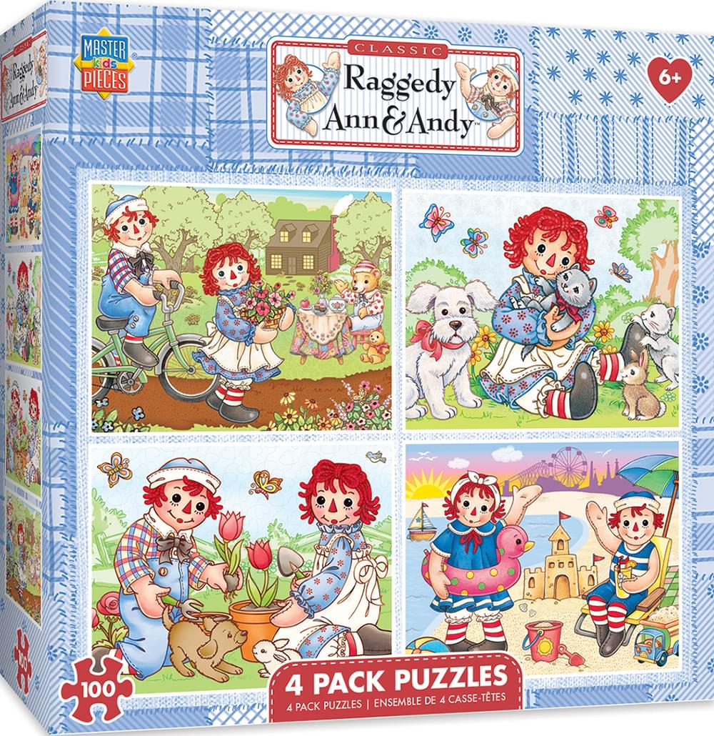 Raggedy Ann 4-Pack 100 Piece Jigsaw Puzzles | Free Shipping