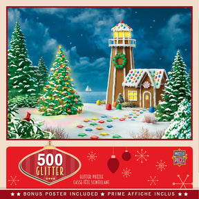 Gingerbread Lighthouse 500 Piece Glitter Jigsaw Puzzle