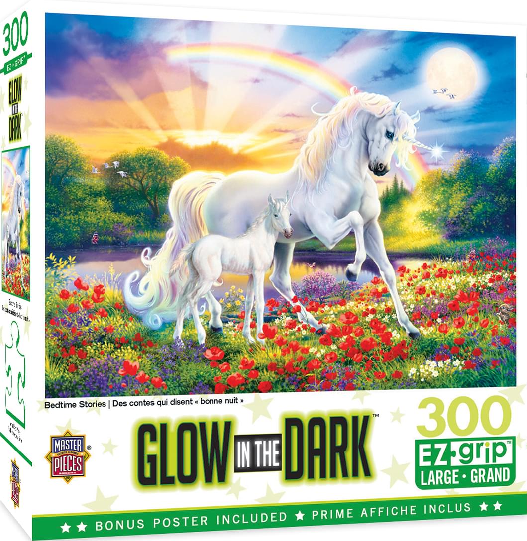 Bedtime Stories Unicorns 300 Piece Large EZ Grip Glow In The Dark Jigsaw Puzzle