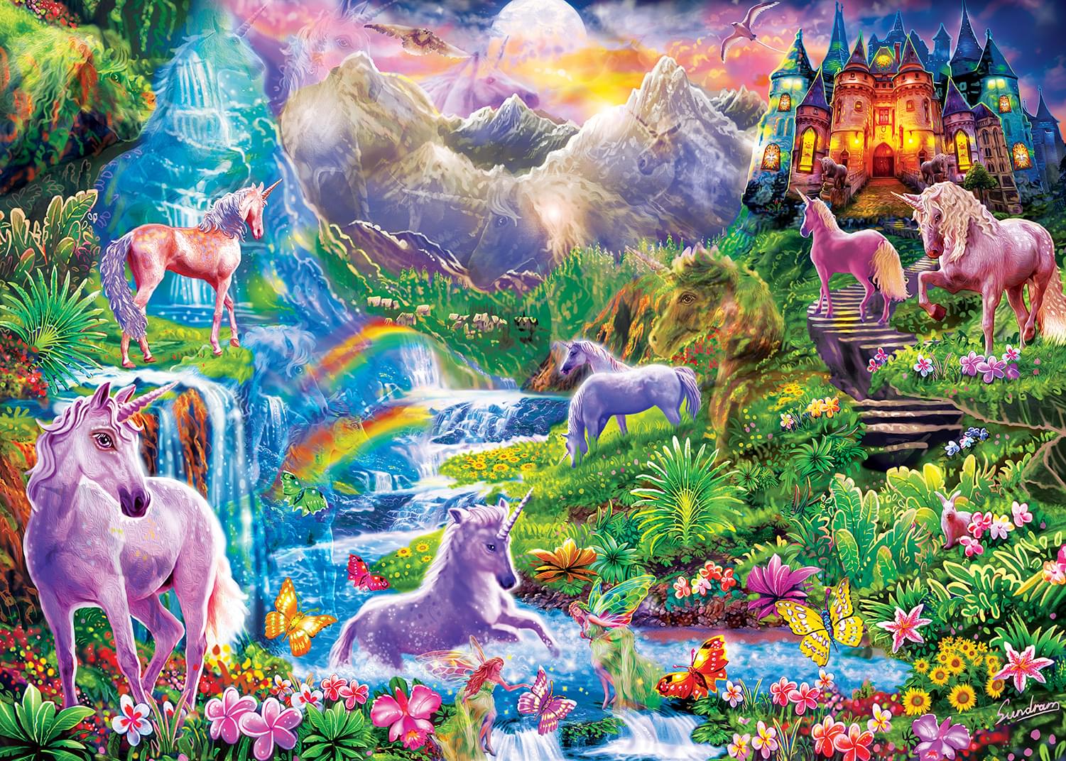 Unicorns Retreat 500 Piece Hidden Images Glow In The Dark Jigsaw Puzzle