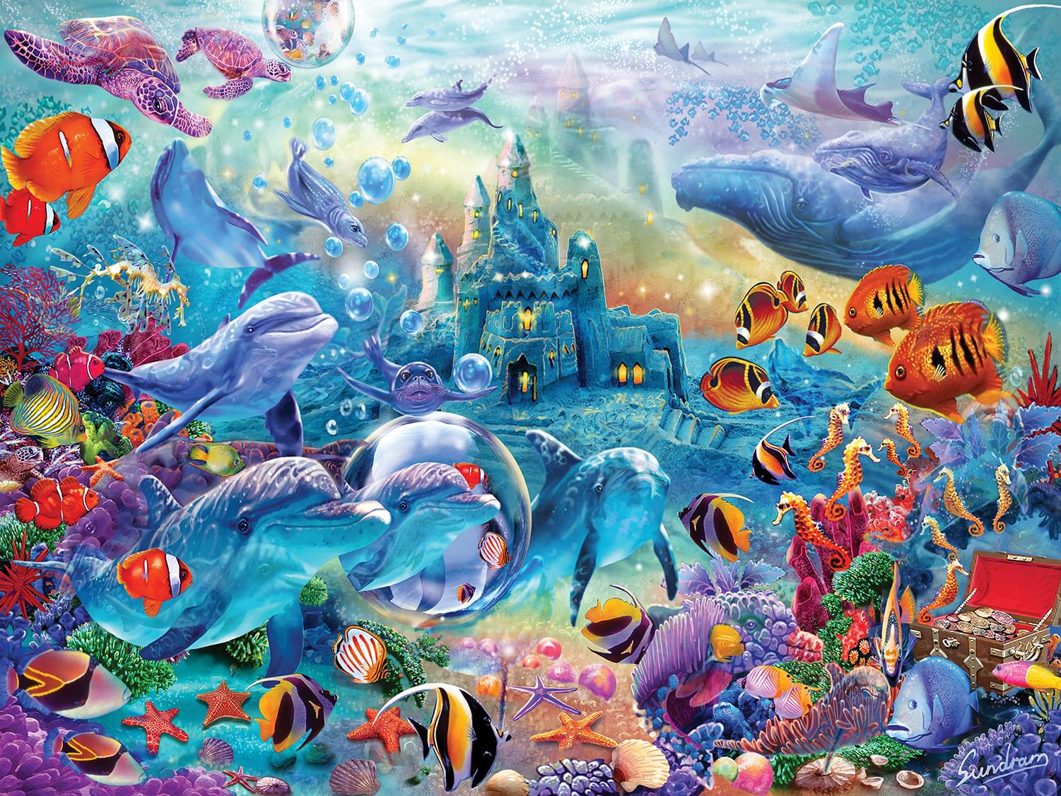 Sea Castle Delight 500 Piece Hidden Images Glow In The Dark Jigsaw Puzzle