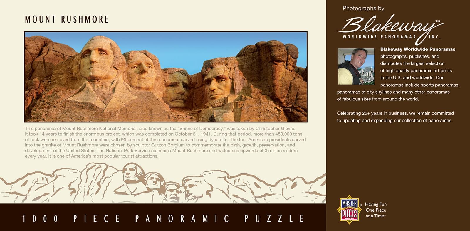 Mount Rushmore 1000 Piece Panoramic Jigsaw Puzzle