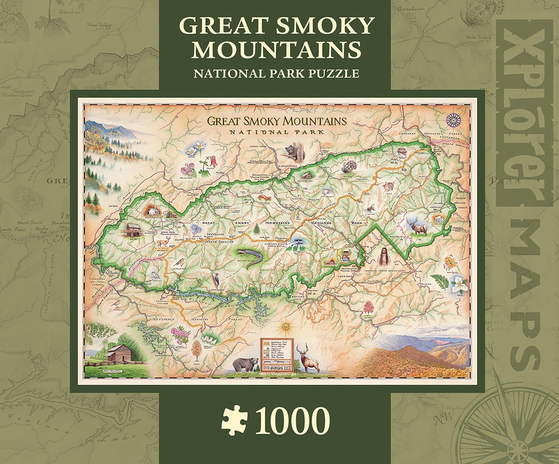 Xplorer Maps Great Smoky Mountains 1000 Piece Jigsaw Puzzle