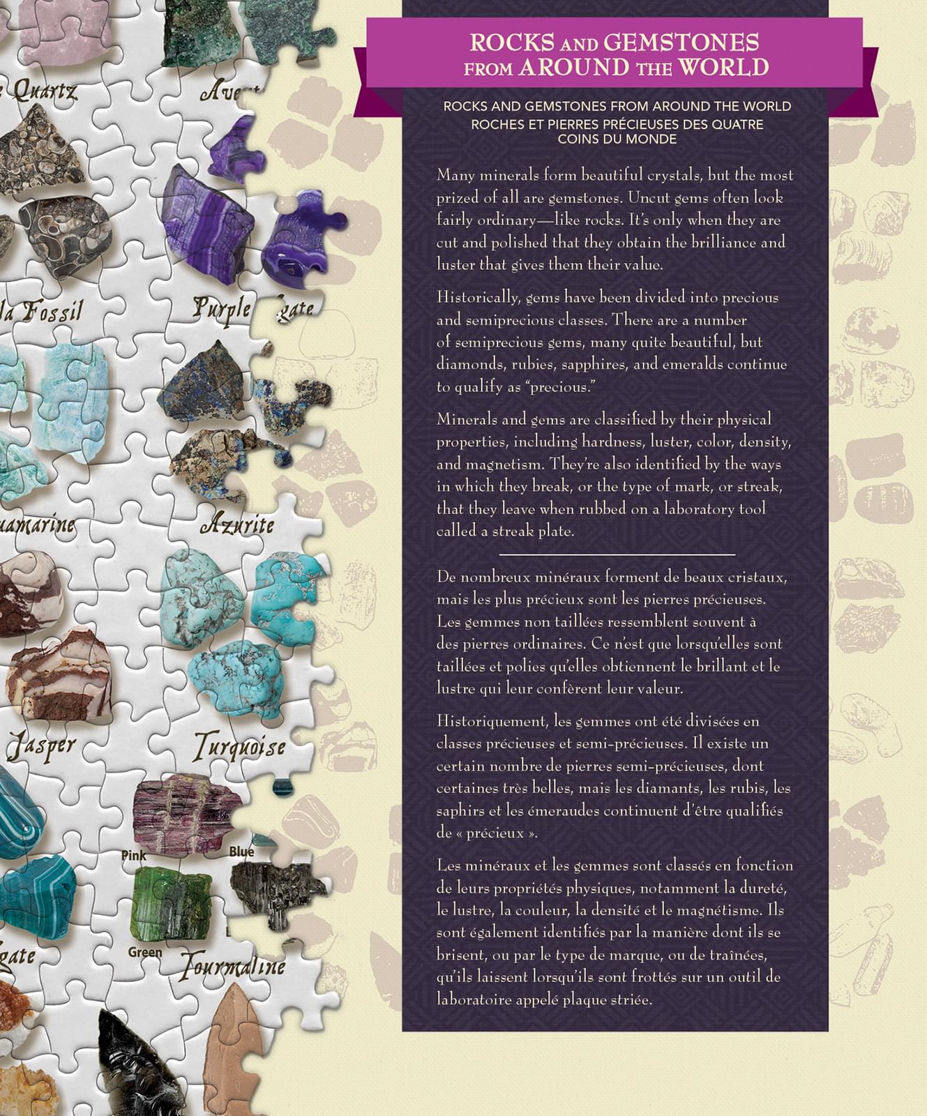Rocks & Gemstones from Around the World 1000 Piece Linen Jigsaw Puzzle