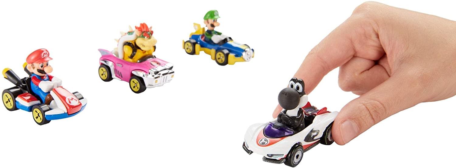 Hot Wheels Mario Kart Die-Cast Car 4-Pack w/ Exclusive Black Yoshi