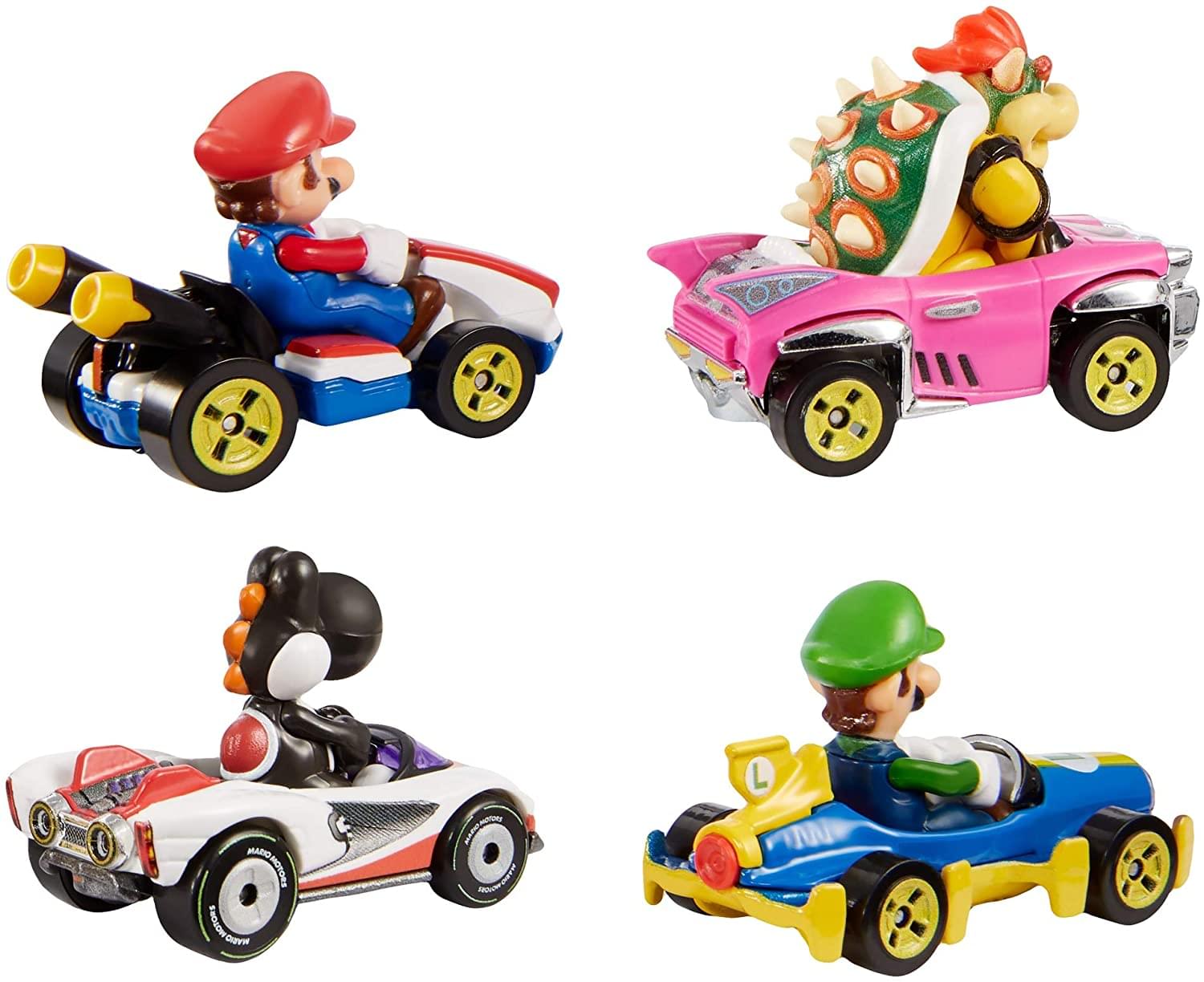 Hot Wheels Mario Kart Die-Cast Car 4-Pack w/ Exclusive Black Yoshi
