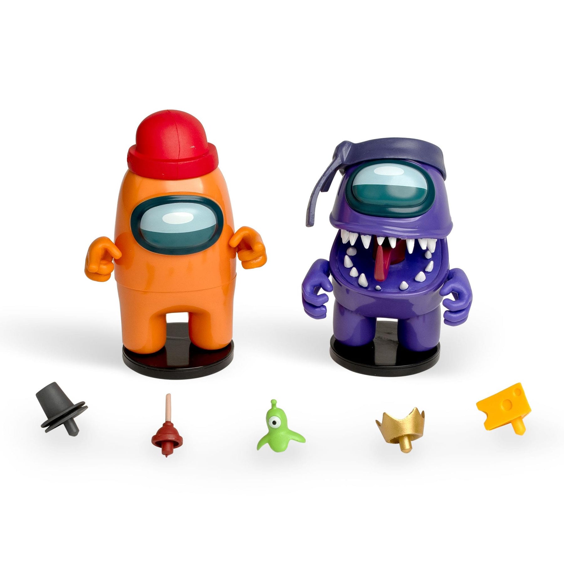 Among Us 4.5 Inch Figure Set with Stampers | Orange Crewmate & Purple Imposter
