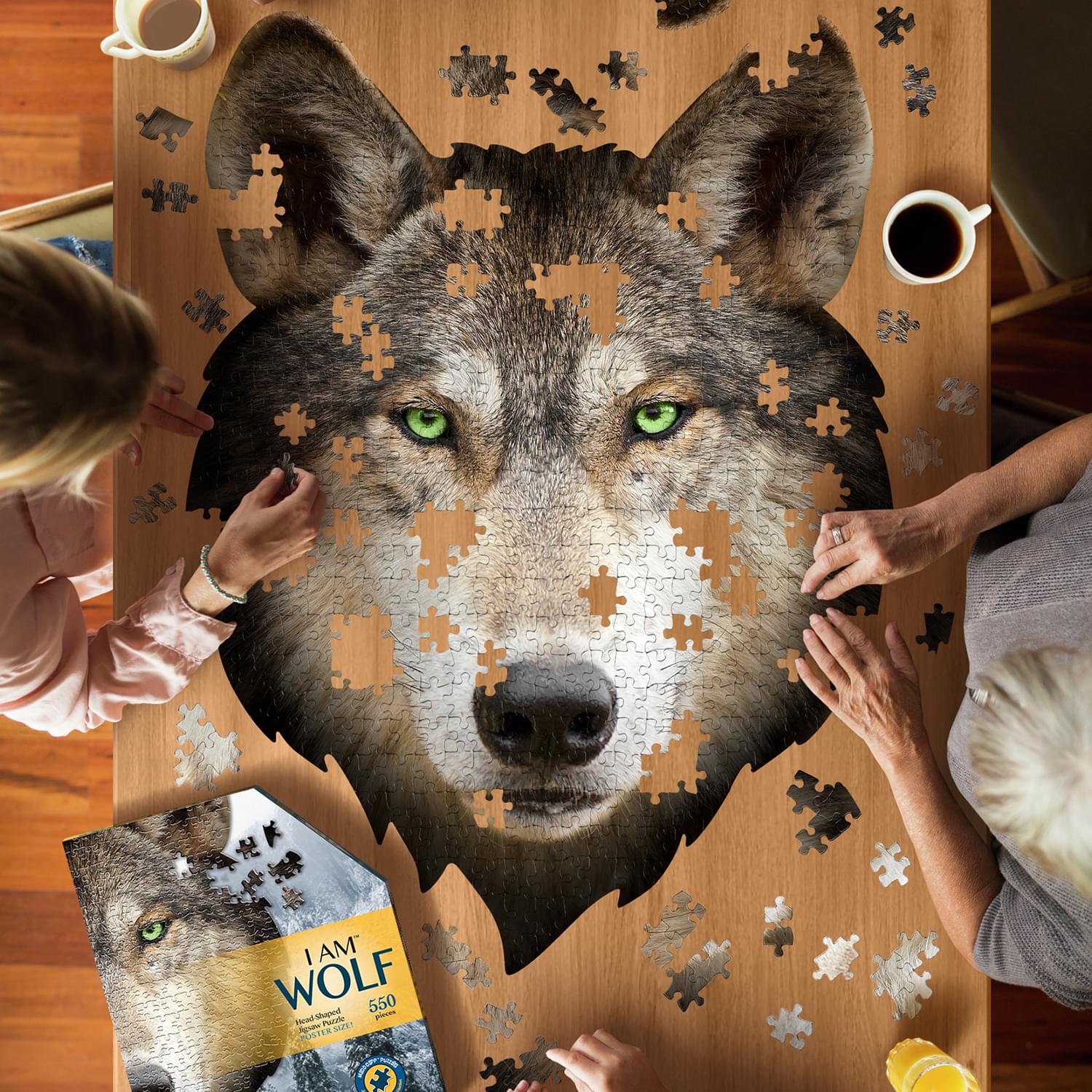 I AM Wolf 550 Piece Animal Head-Shaped Jigsaw Puzzle