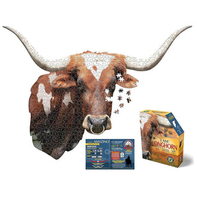I AM Longhorn 550 Piece Animal Head-Shaped Jigsaw Puzzle