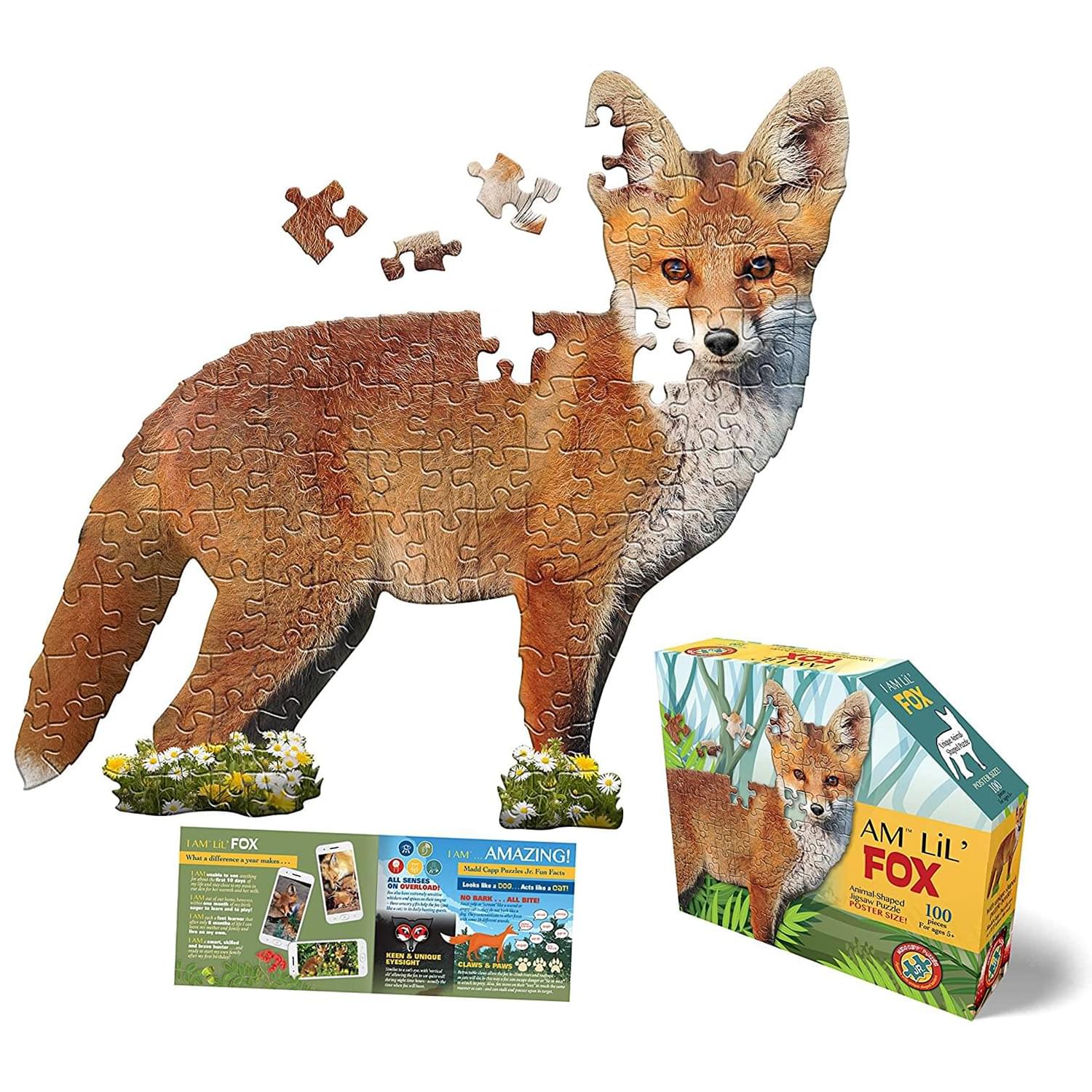 I AM Lil Fox 100 Piece Animal-Shaped Jigsaw Puzzle