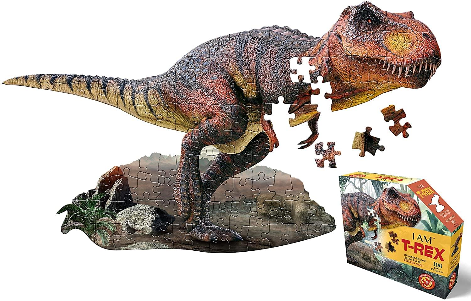 I AM T-Rex 100 Piece Animal Head-Shaped Jigsaw Puzzle