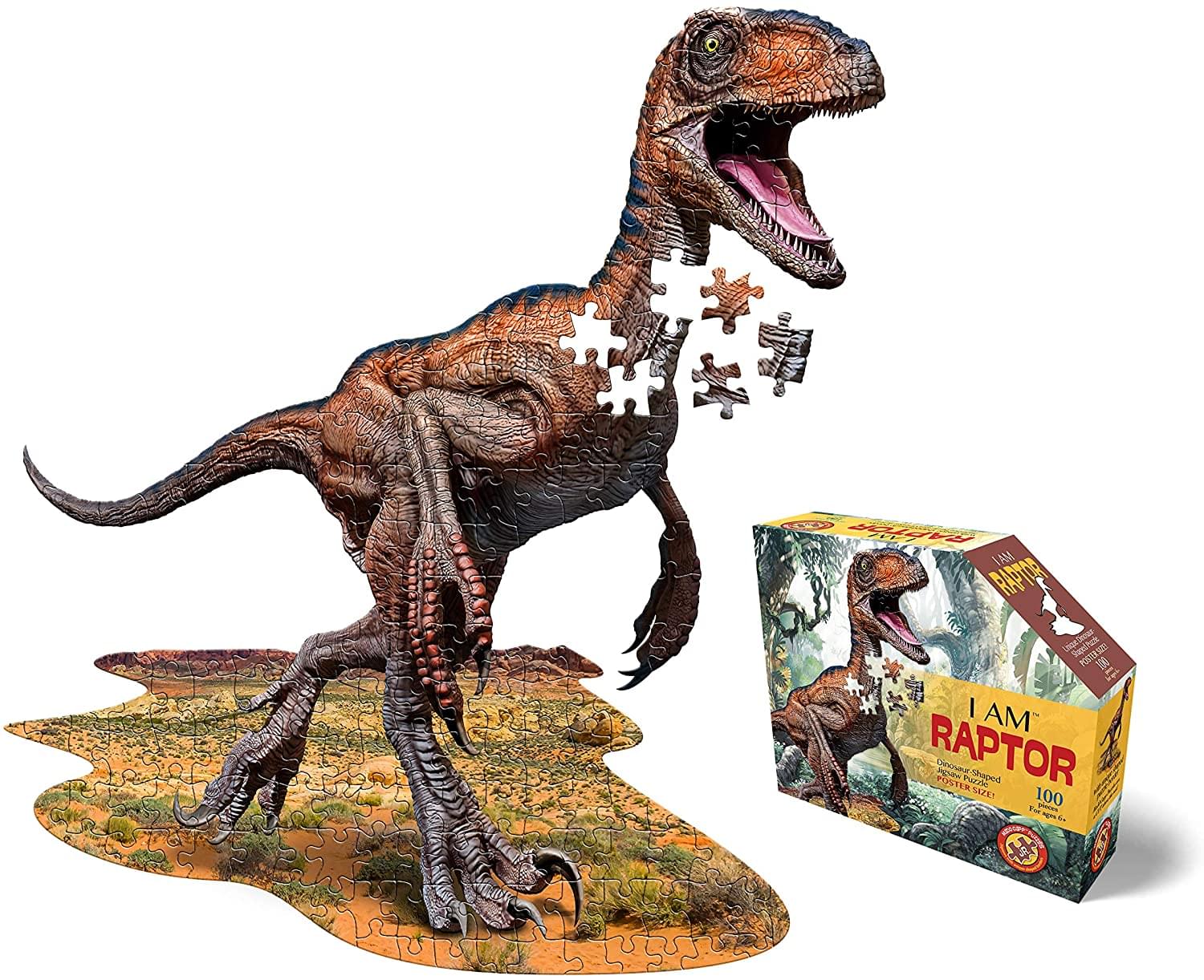 I AM Raptor 100 Piece Animal Head-Shaped Jigsaw Puzzle