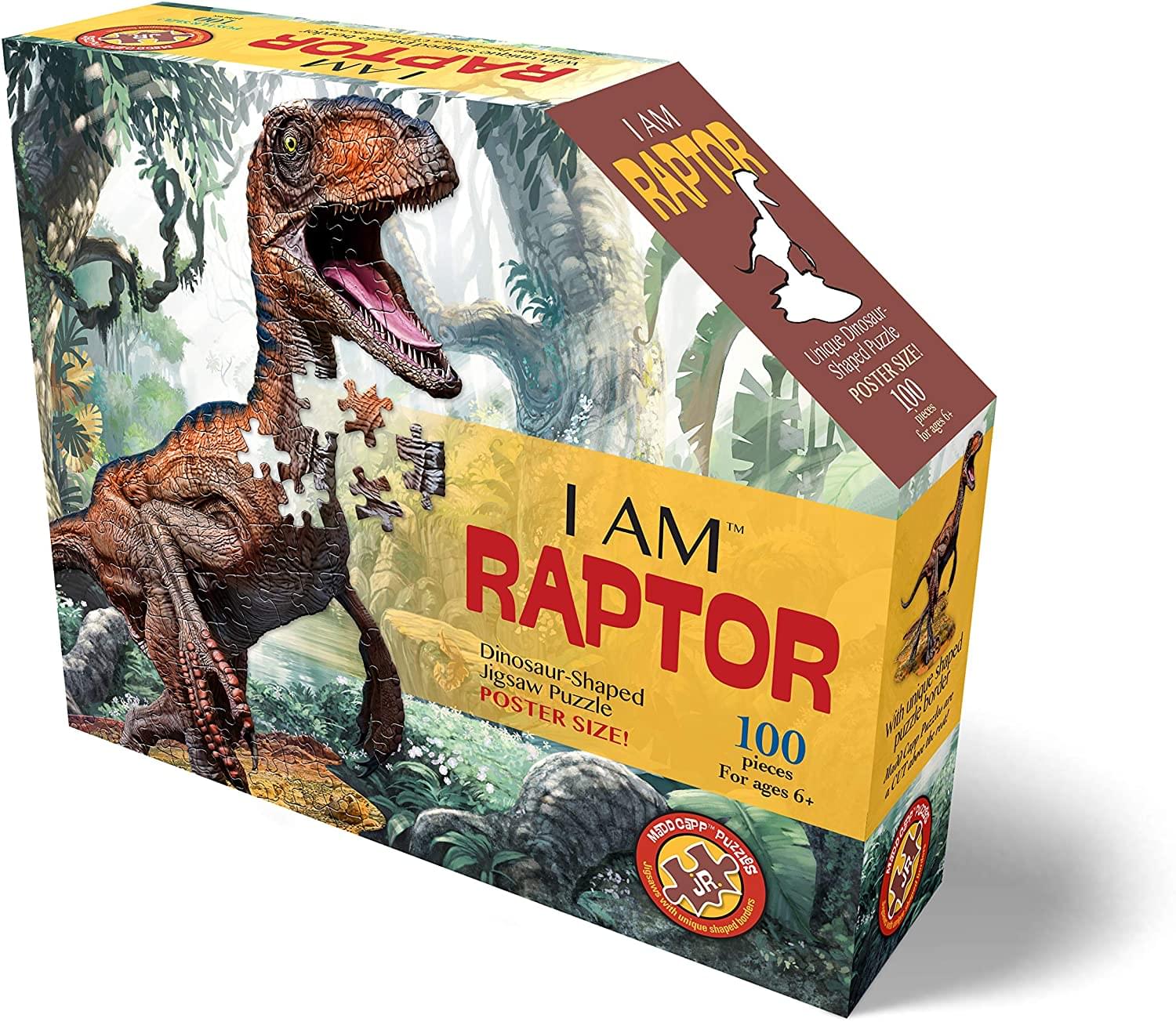 I AM Raptor 100 Piece Animal Head-Shaped Jigsaw Puzzle