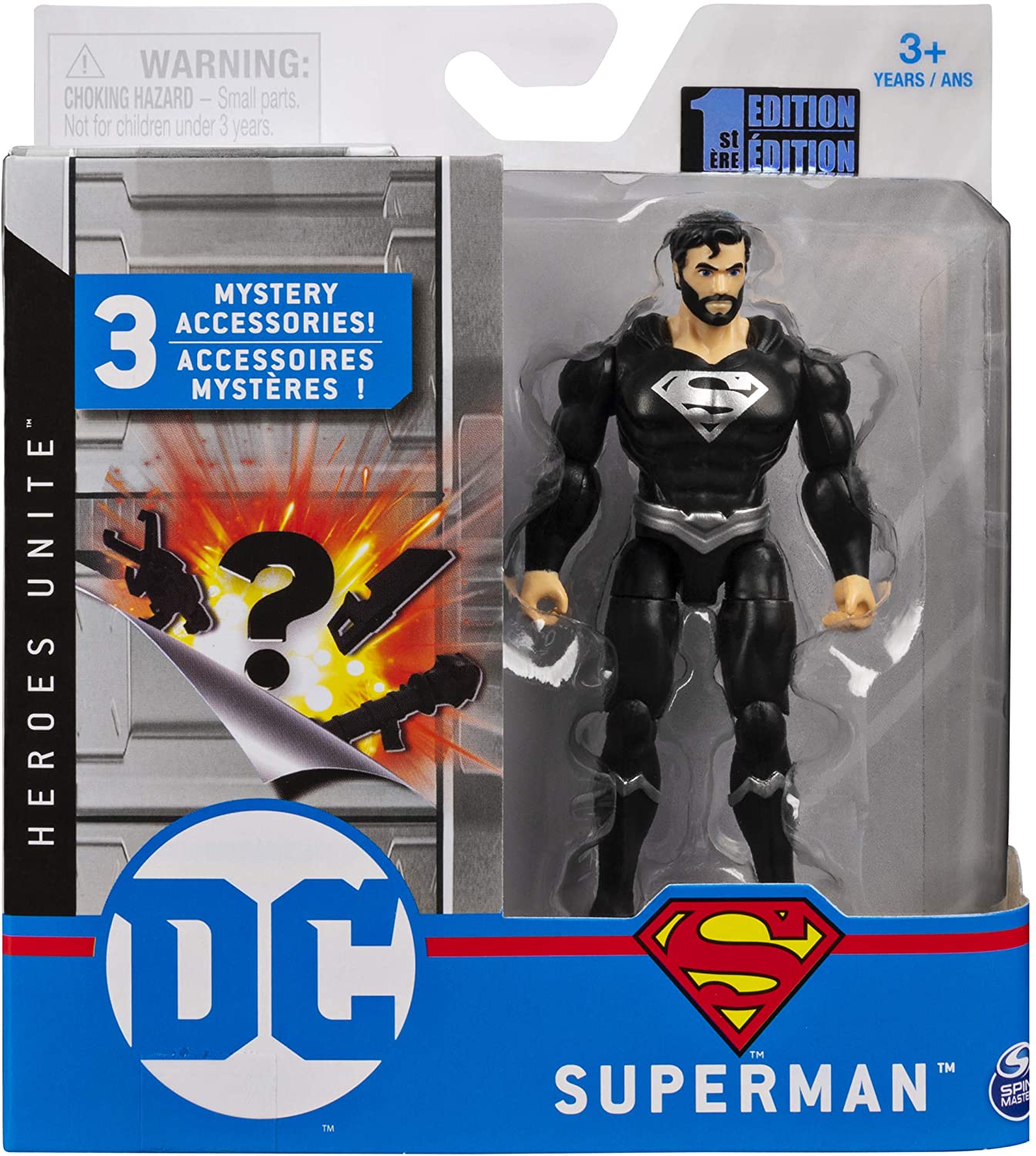 DC Heroes Unite 4 Inch Action Figure | Superman (Black Suit)